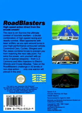 RoadBlasters (Europe) box cover back